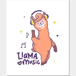 Cute Llama Music Posters and Art